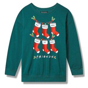 Friends Xmas Cozy Fleece Crew Drop Shoulder Sweatshirt Size 6X